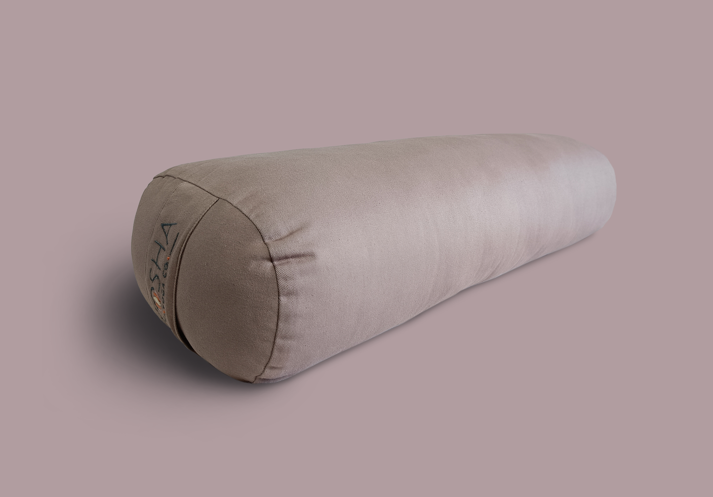 Yoga bolster with carry strap for restorative yoga in beige colour