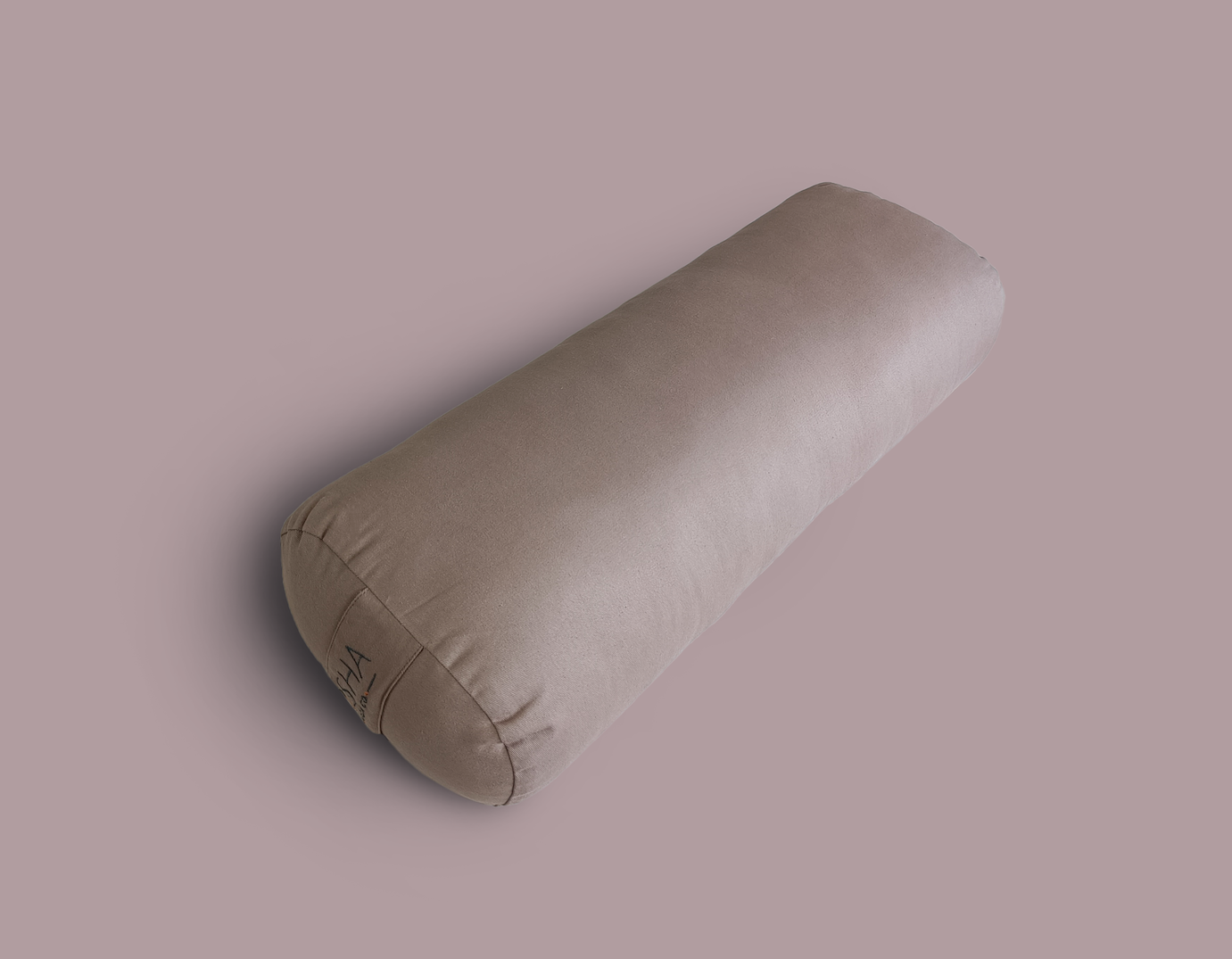 Yoga bolster with cotton cover with soft cushioning for yin yoga restorative yoga relaxation mindfulness meditation in beige cream brown natural colour