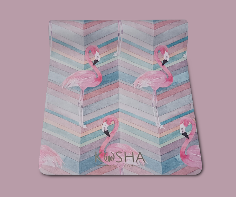 Flamingo print yoga mat Which Is Sweat Absorbent Non Slip Yoga Mat By Kosha Yoga Co