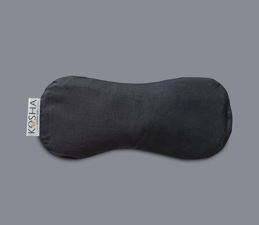 Black Organic Cotton relaxation eye pillow with lavender and flaxseed by kosha yoga co