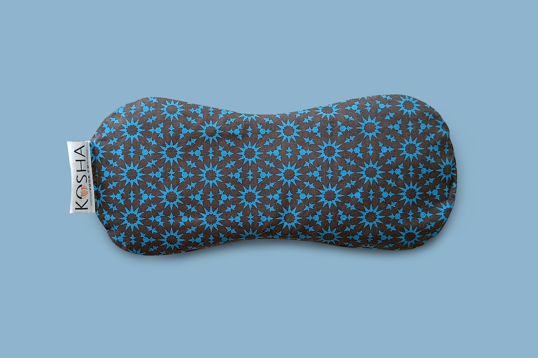 Blue printed Organic Cotton relaxation eye pillow with lavender and flaxseed by kosha yoga co