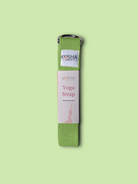 yoga strap with buckle made from organic cotton in green colour by kosha yoga co