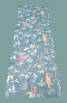 extra long yoga mat in green colour with flowers and birds by kosha yoga co