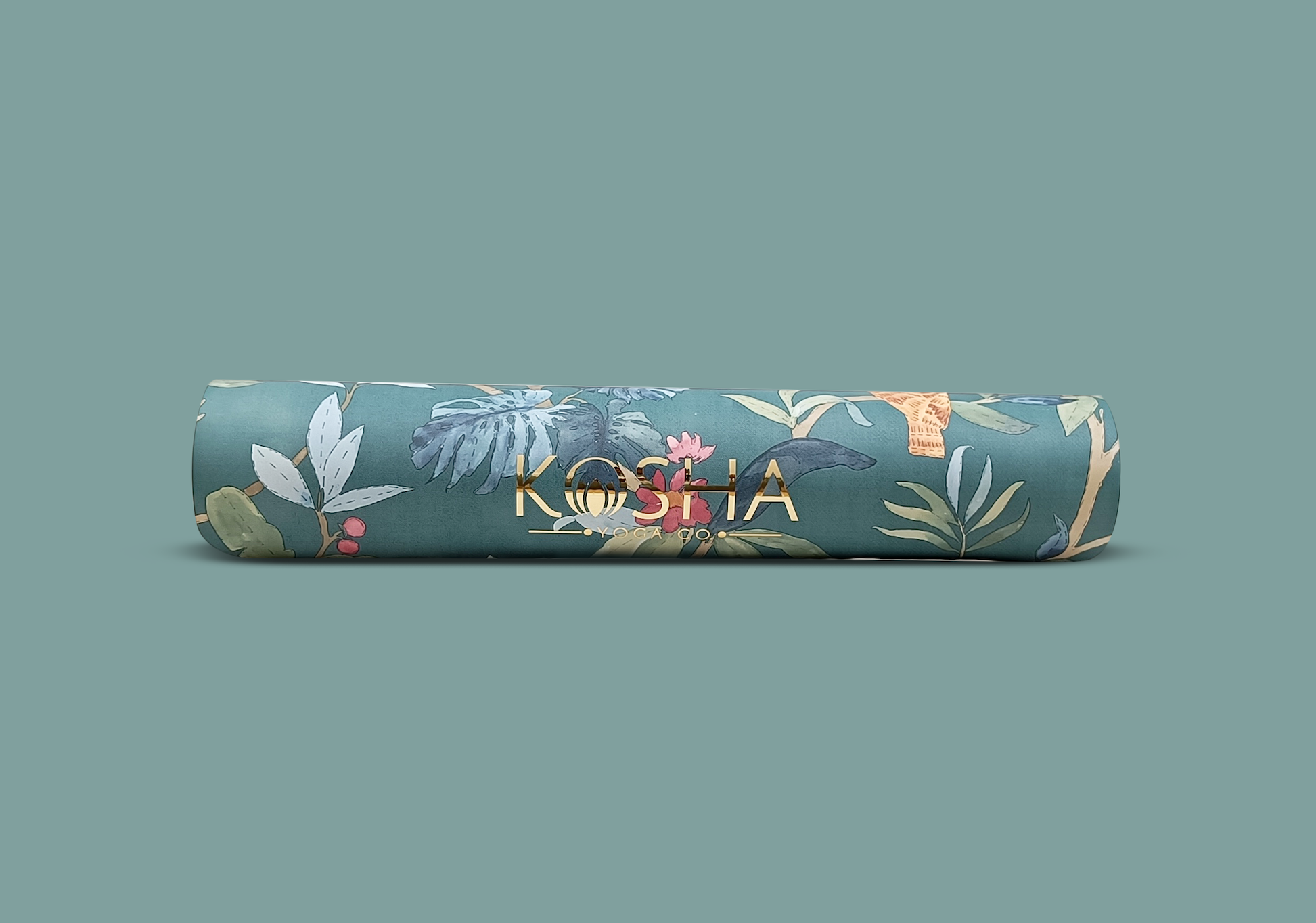 tropical green printed natural rubber yoga mat by kosha yoga co