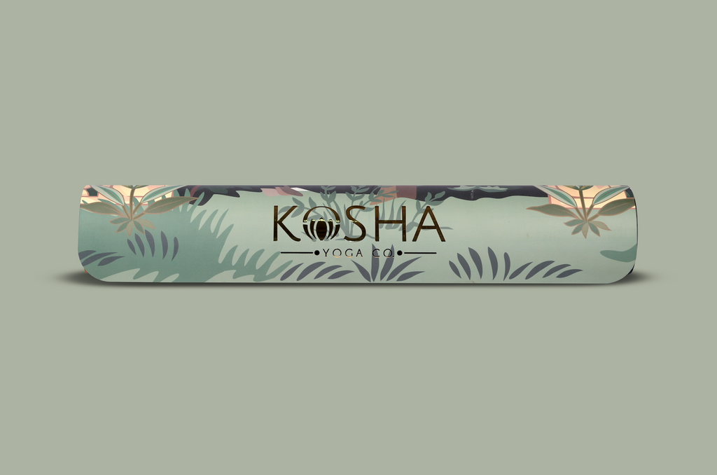 Green printed yoga mat With peacock Print Which Is Sweat Absorbent Non Slip Yoga Mat By Kosha Yoga Co