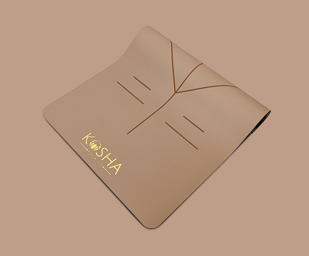 premium non slip sweat proof brown colour unisex yoga mat by kosha yoga co
