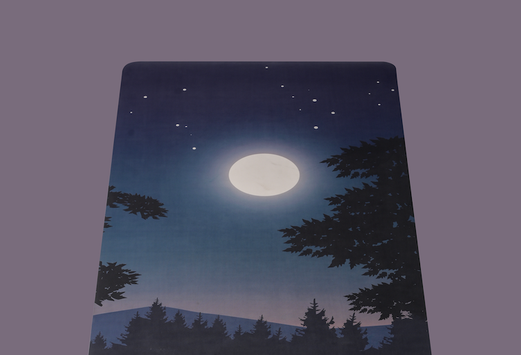 moon printed personalised natural rubber yoga mat with anti skid surface by kosha yoga co