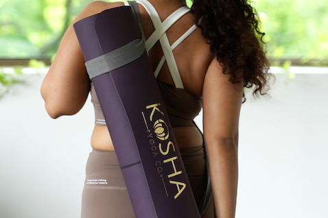 Sweat Absorbent Non Slip Rubber Yoga Mat With Alignment Lines In Purple Colour By Kosha Yoga Co