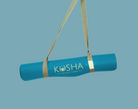 blue colour natural rubber yoga mat with free carry strap by kosha yoga co India for men and women