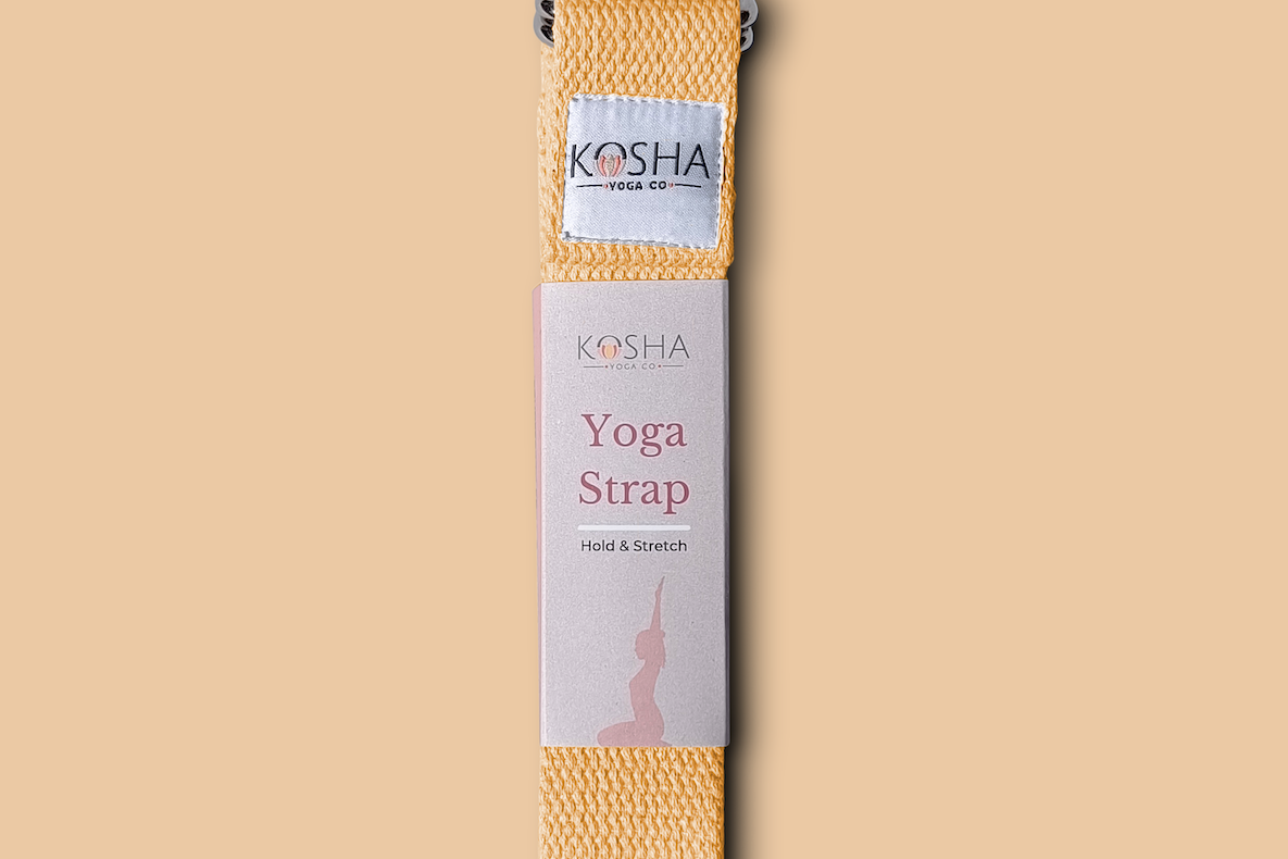 Yoga stretching strap in peach colour by kosha yoga co
