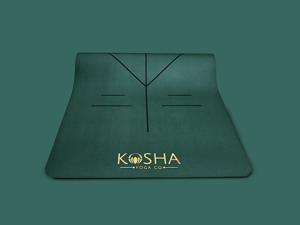 green yoga mat with alignment lines rubber yoga mat