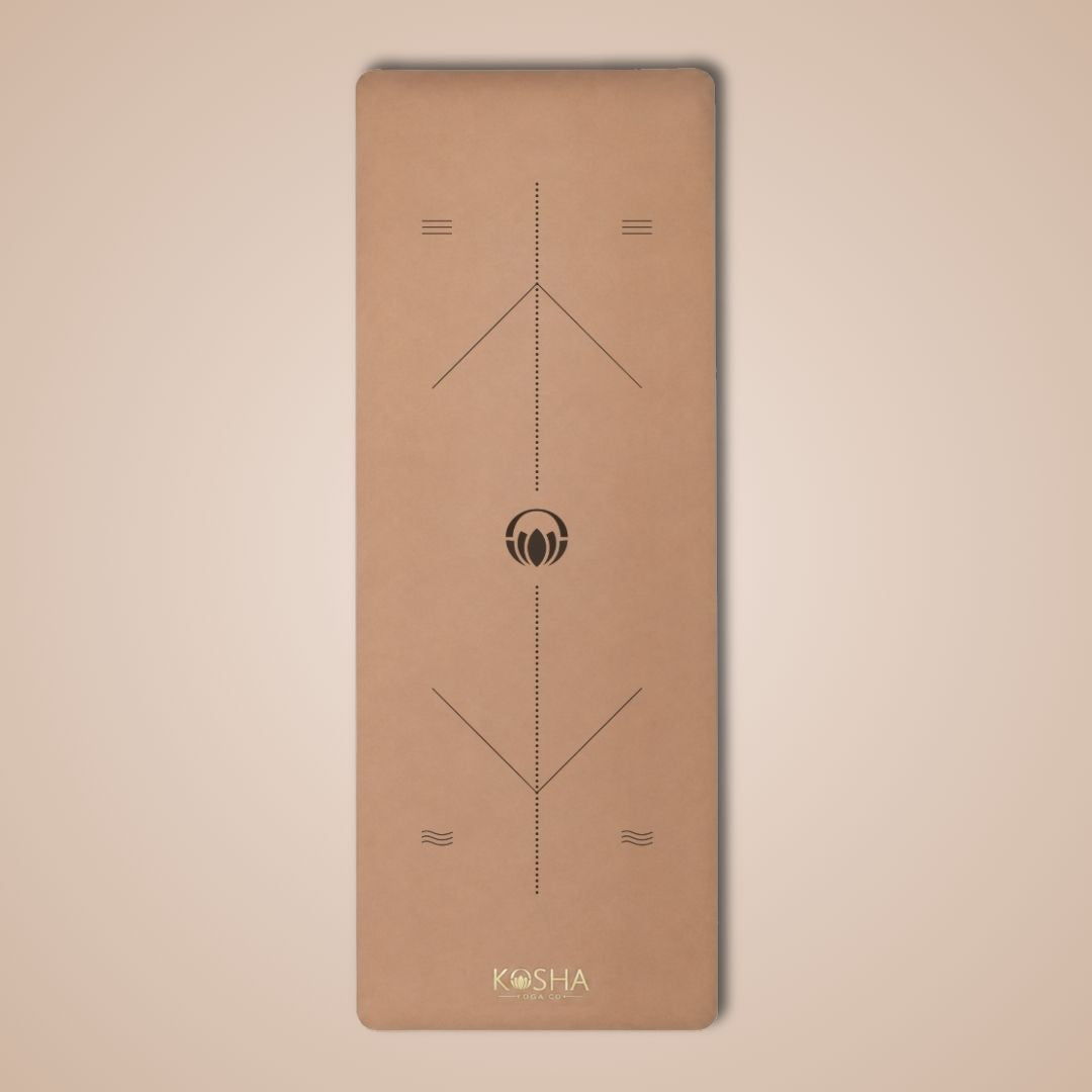 non slip anti skid  sweat proof yoga mat with carry strap by kosha yoga co in brown colour made for men and women