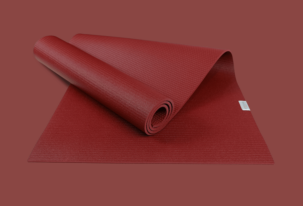 red colour reversible yoga mat for weights shoes cardio and home workoutss