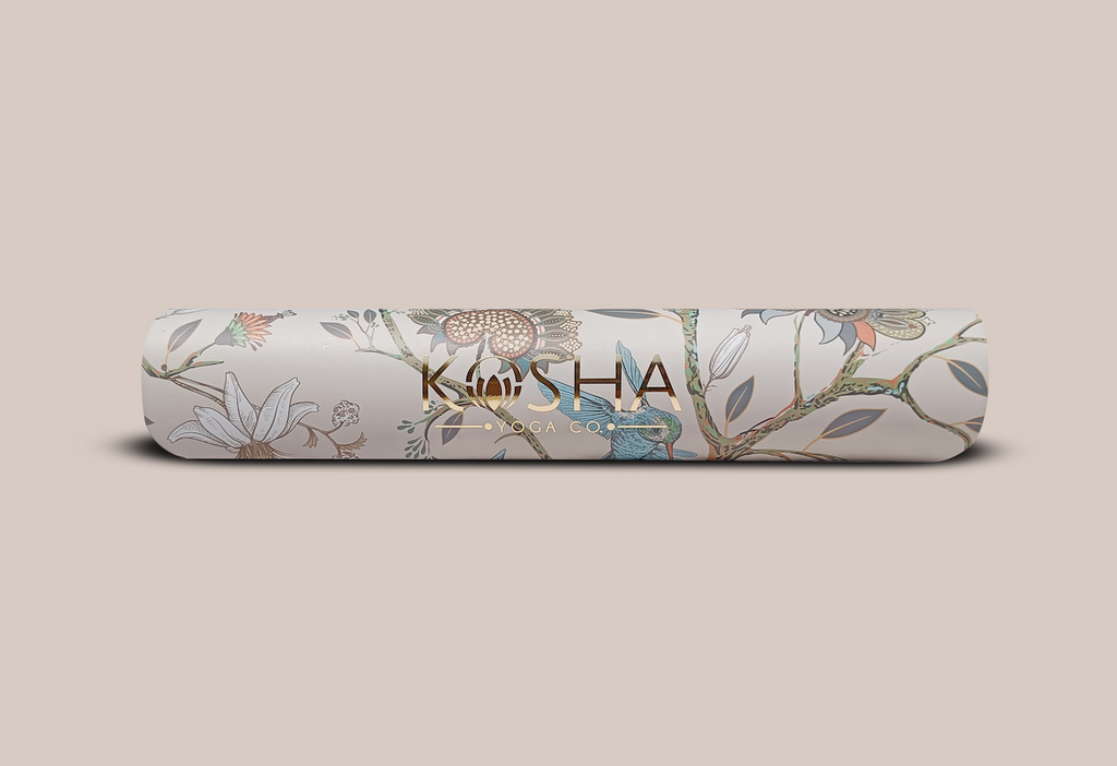 Tree and birds print yoga mat Which Is Sweat Absorbent Non Slip Yoga Mat By Kosha Yoga Co