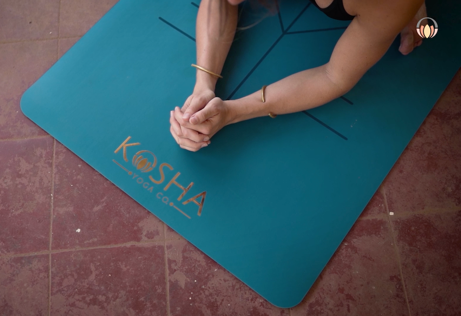 non slip rubber yoga mat in blue colour by kosha yoga co