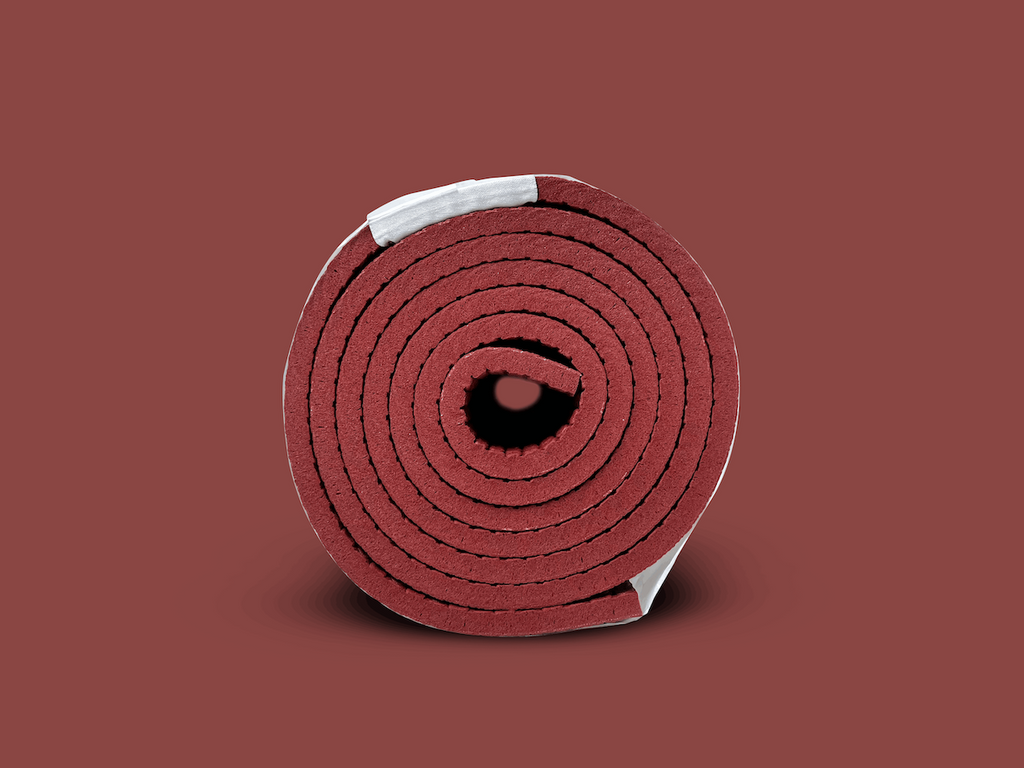 red colour 7mm thick yoga and exercise mat by kosha yoga co with lifetime warranty