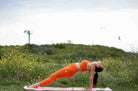 Orange squat proof yoga panst and sports bra yoga set by kosha yoga co