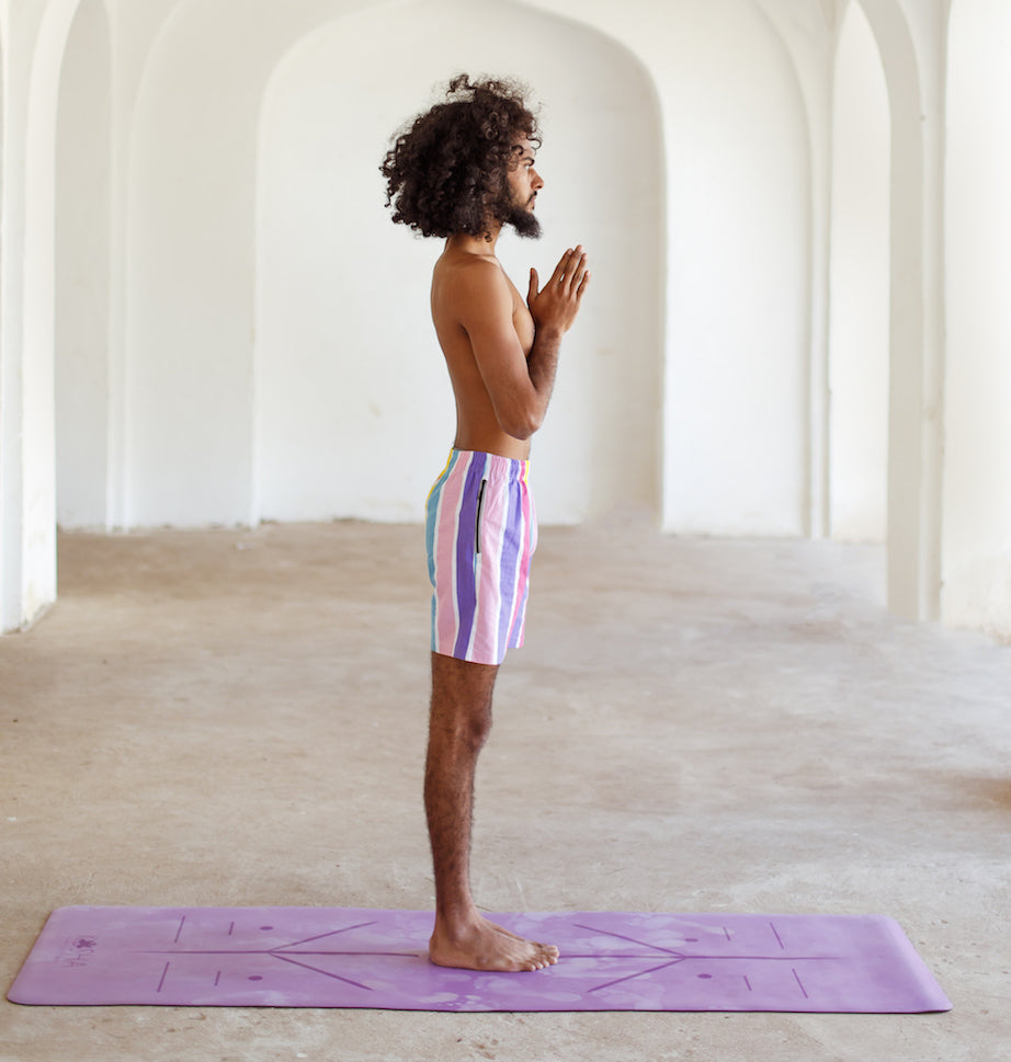 Male Yoga Instructor On Purple Kosha Yoga Co Mat