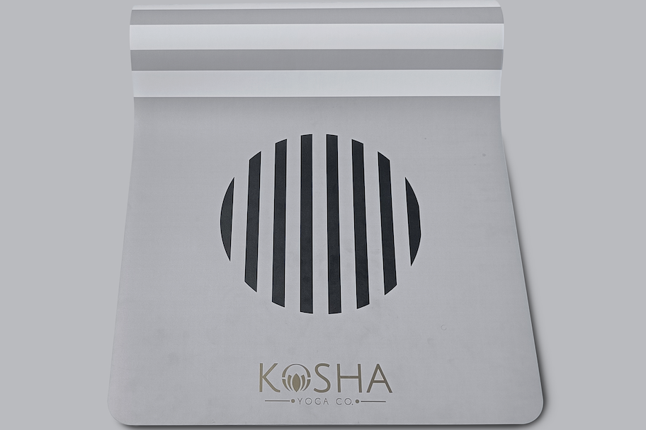 Black and white geometric print yoga mat Which Is Sweat Absorbent Non Slip Yoga Mat By Kosha Yoga Co