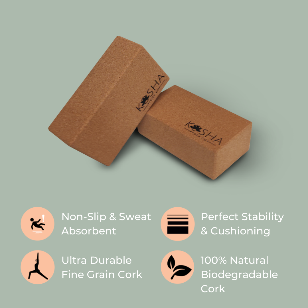  Manduka Cork Lean Yoga Block – Resilient Sustainable Material,  Portable, Comfortable, Easy to Grip Fitness, Yoga Exercise & Pilates