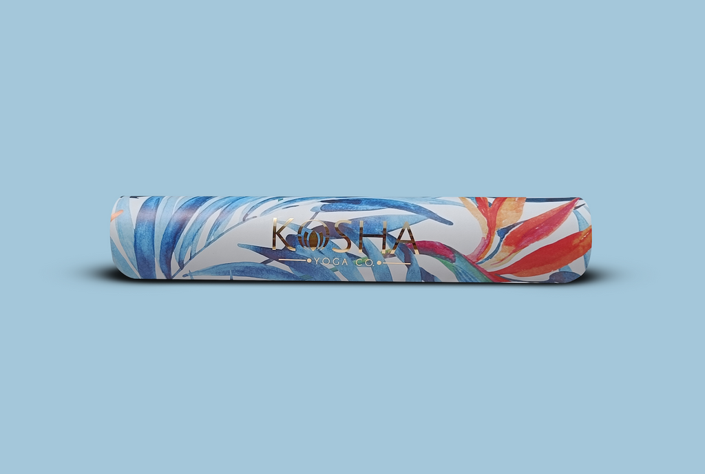 Blue and white floral print yoga mat Which Is Sweat Absorbent Non Slip Yoga Mat By Kosha Yoga Co