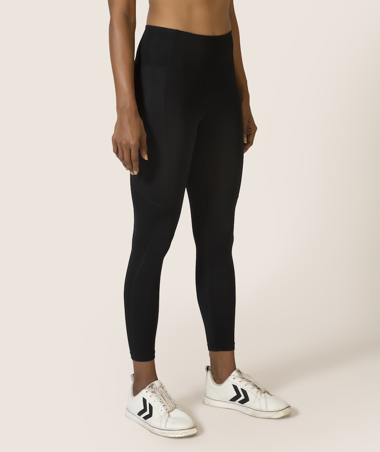 Sustainable activewear made out of recycled materials by Kosha Yoga Co. Squat proof, stretchable leggings for yoga, gym, workouts, running.