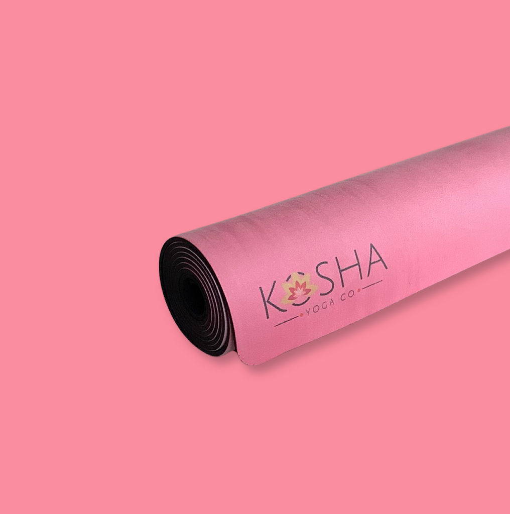 Pink yoga mat designed by jacqueline fernandes for Kosha Yoga Co