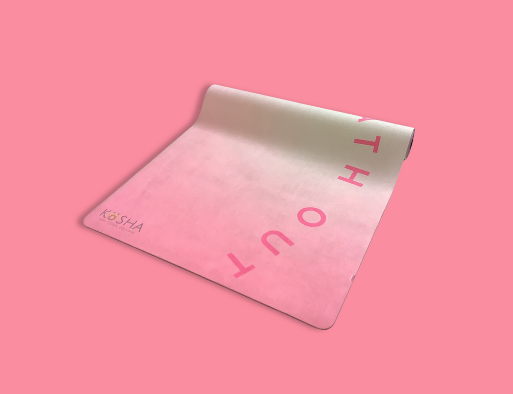 Pink yoga mat designed by jacqueline fernandes for Kosha Yoga Co