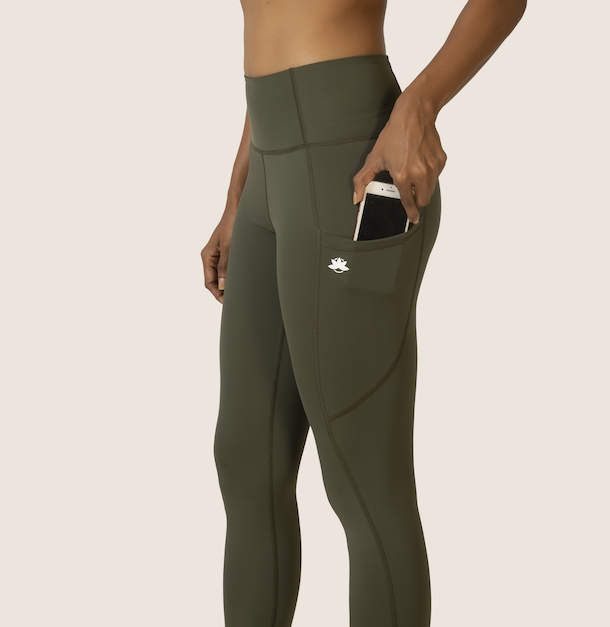 Sustainable activewear made out of recycled materials by Kosha Yoga Co. Squat proof, stretchable leggings for yoga, gym, workouts, running.