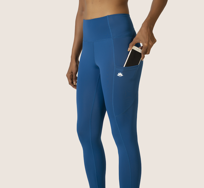 Sustainable activewear made out of recycled materials by Kosha Yoga Co. Squat proof, stretchable leggings for yoga, gym, workouts, running.