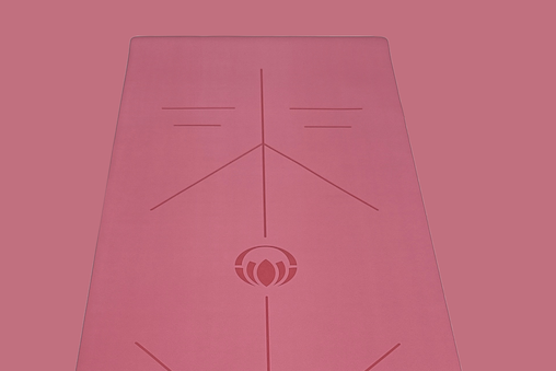 Pink Red Colour Sweat Absorbent Non Slip Rubber Yoga Mat With Alignment Lines By Kosha Yoga Co