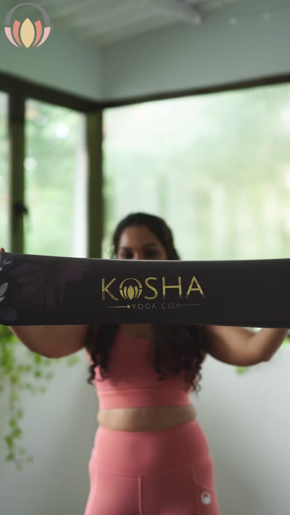 kosha yoga co printed yoga mats with floral design and natural rubber for anti skid grip