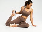 Nude squat proof yoga panst and sports bra yoga set by kosha yoga co