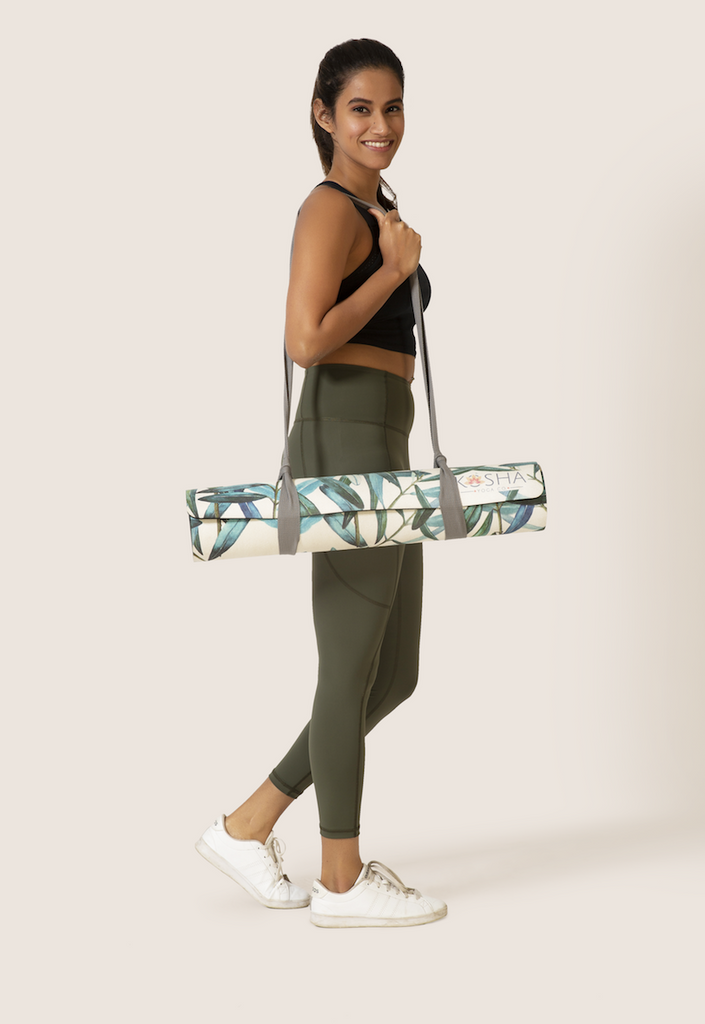 Sustainable activewear made out of recycled materials by Kosha Yoga Co. Squat proof, stretchable leggings for yoga, gym, workouts, running.